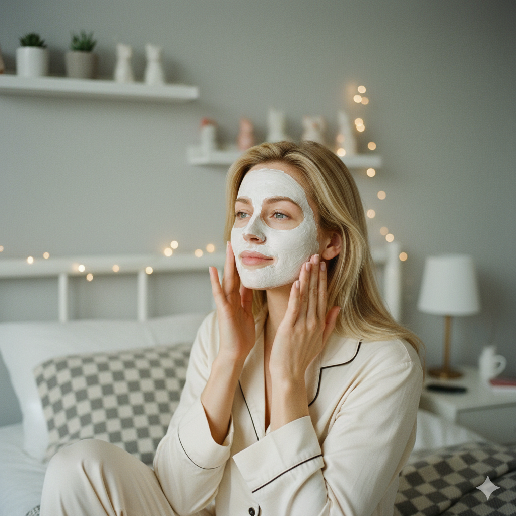 cilt bakımı yapan kadın